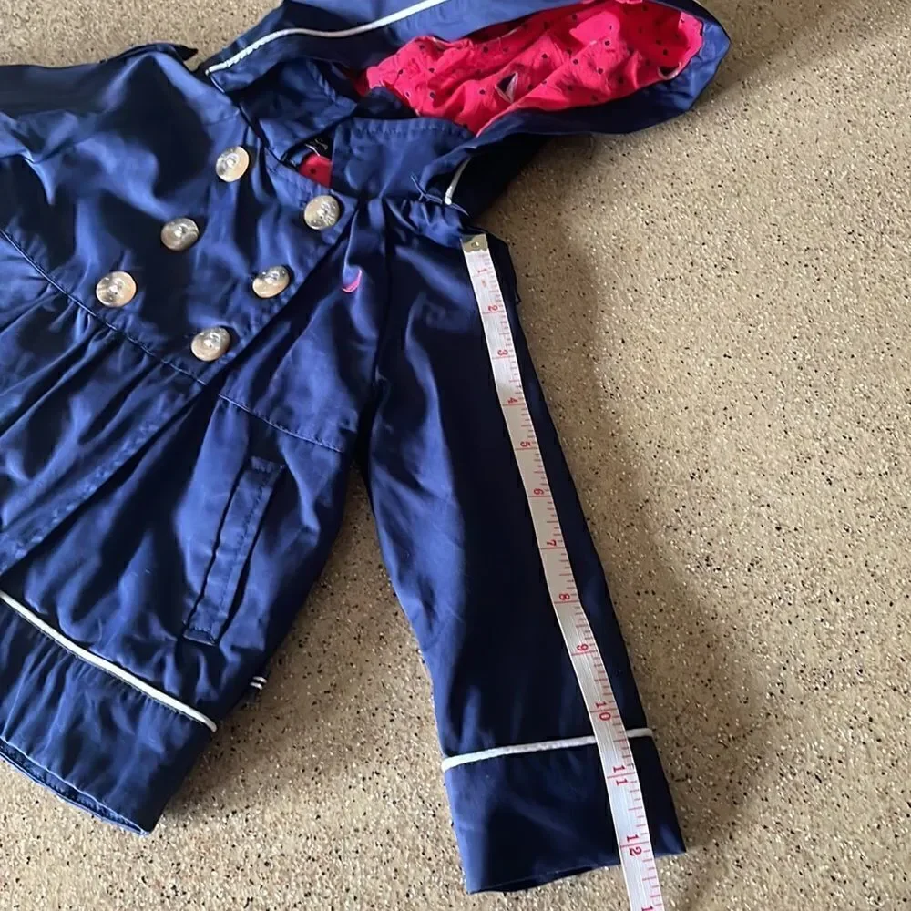 Adorable Nautica navy blue infant sailor jacket/pea coat with removable hood